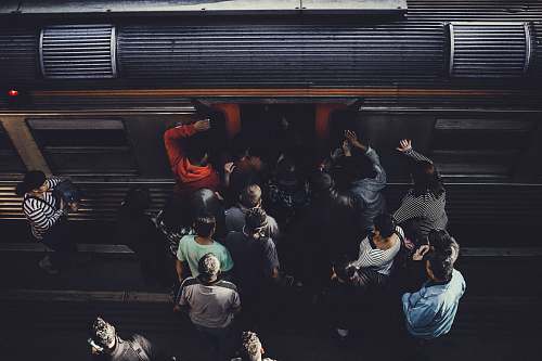 human people entering train person