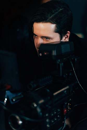 human man looking at the monitor people