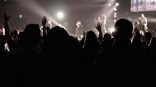 human silhouette of crowd watching live band concert crowd