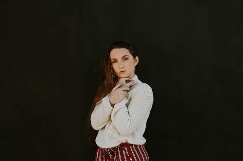 human woman in white sweater people