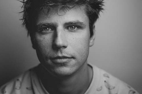 portrait grayscale photo of man face face