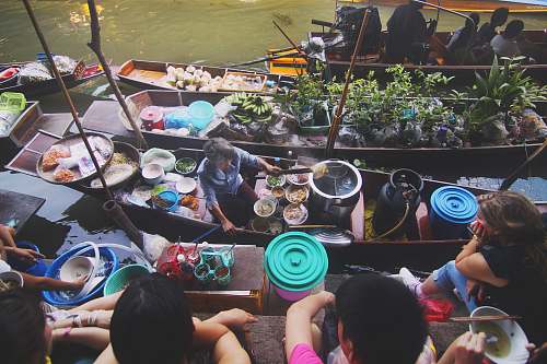 food flat lay photography of floating market vase