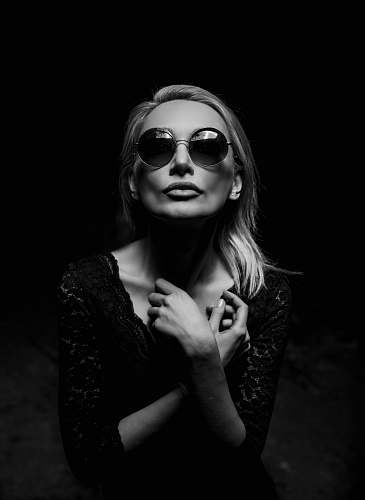black-and-white grayscale photo of woman black