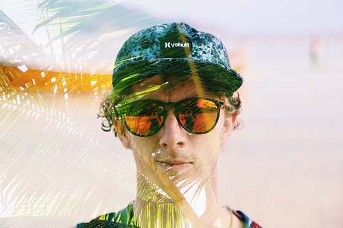 person man wearing black framed sunglasses human