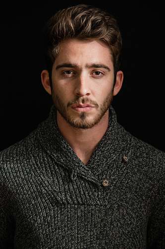 portrait man's grey and black shirt human