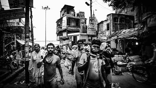 black-and-white people grayscale photo varanasi