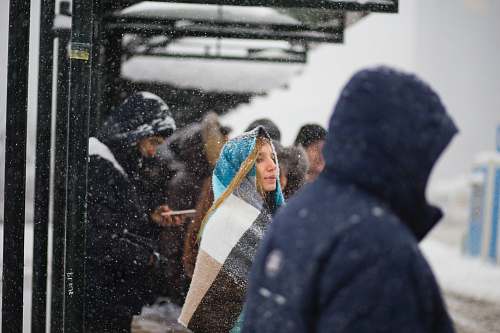 istanbul people waiting on shed during snowy season snow