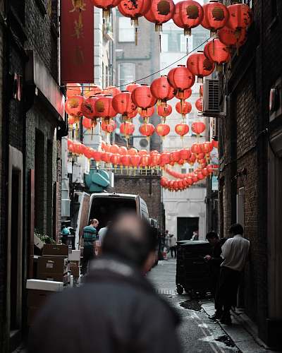lamp people walking in the street lantern