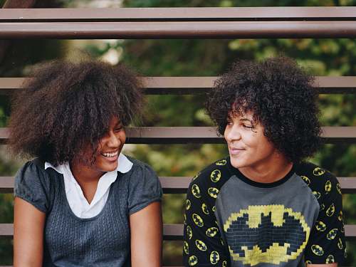 person two persons staring at each other hair