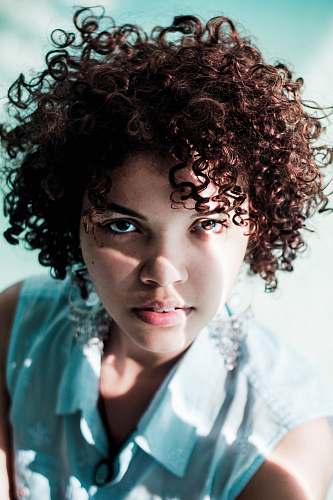 person woman facing on camera hair
