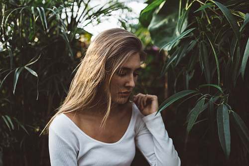 person woman near green leafed plants plant