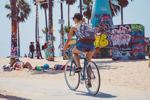 person woman riding on bicycle bike