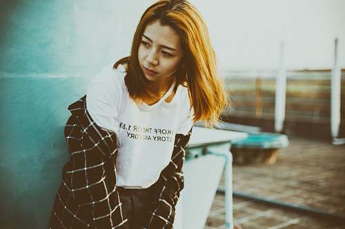 person woman wearing white top human