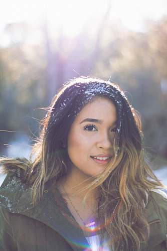 woman woman with snow on head female