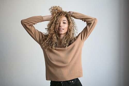 people women's brown long-sleeved blouse human