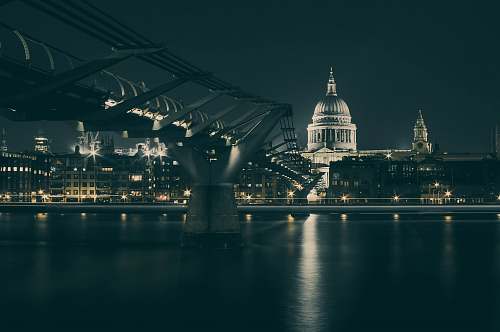  A view of St. Paul's Cathedral and the Millennium Bridge in London 