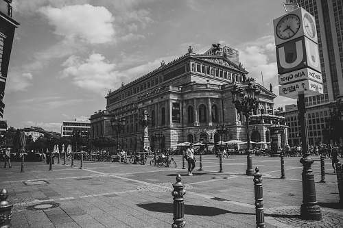 city greyscale photo of high-rise building building