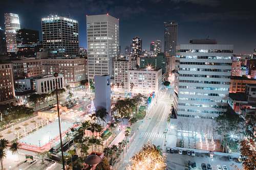 city aerial photography of lighted city during night downtown