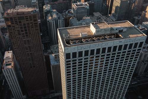 city aerial view of buildings office building