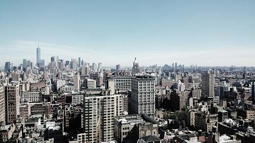 city aerial view of city buildings town