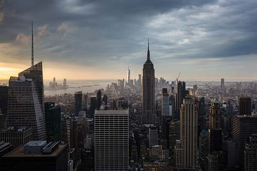 city aerial view of New York city at daytime high rise