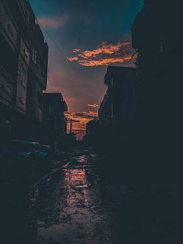 city alley during sunset road
