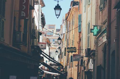 city architectural photography of alley road