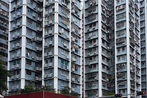 urban blue and white painted building high rise