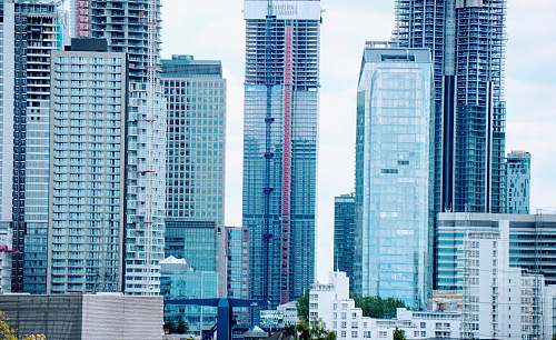 city blue city building scenery high rise