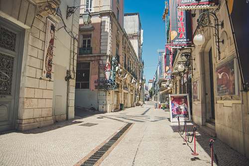 town brown buildings street