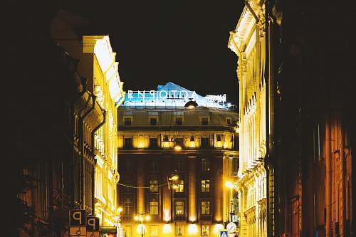 city city buildings during night downtown