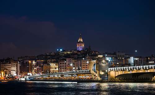 city city skyline at night-time metropolis