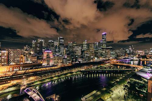 city city view lighted during nightie photography urban