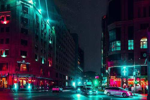 city cityscape at night downtown