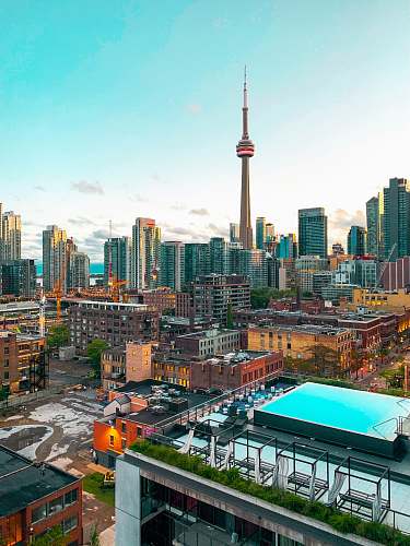 city cityscape under blue sky town