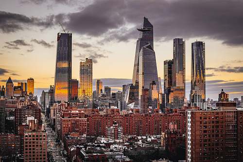 city curtain building during sunset town