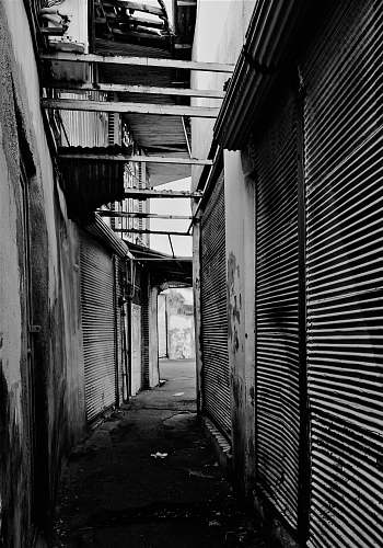 city empty alley in monochrome photo black-and-white