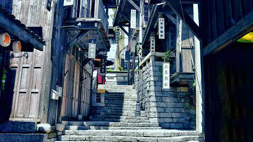 city empty stairs road