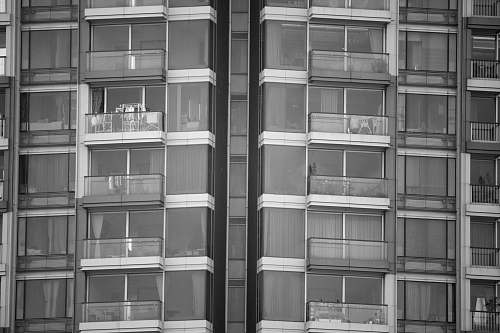 grey grayscale photography of curtain building black-and-white