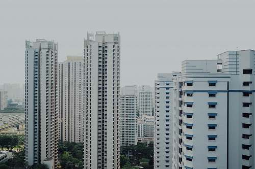 city high-angle photography of white high-rise buildings high rise