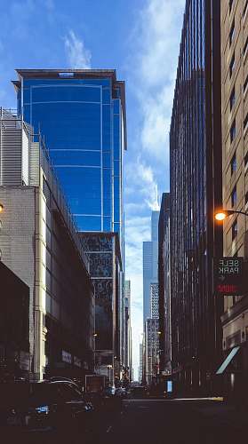 town high-rise buildings street