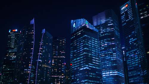 city lighted buildings during nighttime office building
