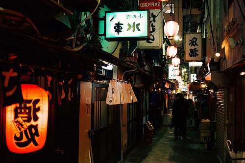 road lighted signage at night street