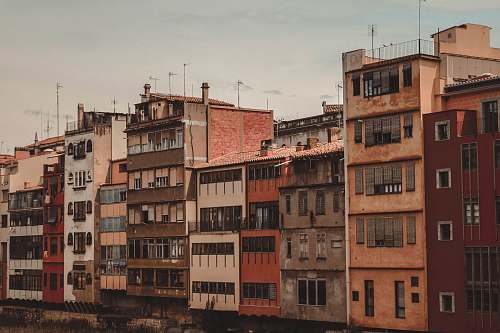 city lined up concrete buildings urban
