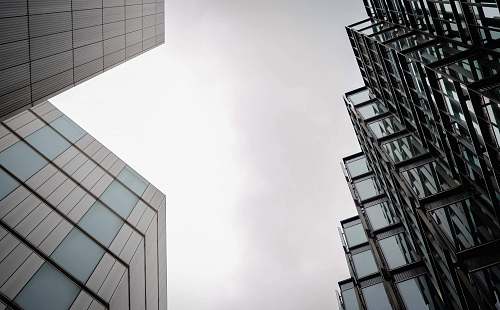 black-and-white low angle photo of building office building