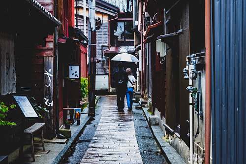 city man and woman under umbrella urban
