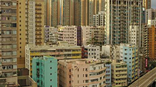 city multi-colored high-rise buildings high rise