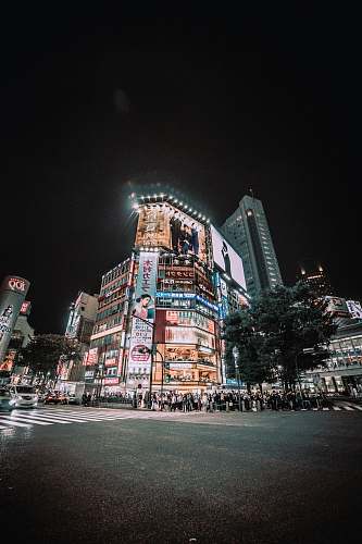 city people passing through the pedestrian lane during nighttime urban