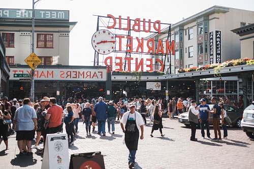 human people walking on public market center person