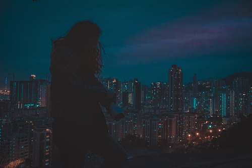 city silhouette of person metropolis
